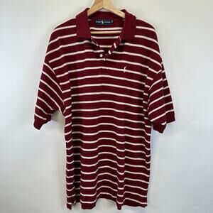 Ralph Lauren Red And White Stripe Short Sleeve Polo Mens Size 3X